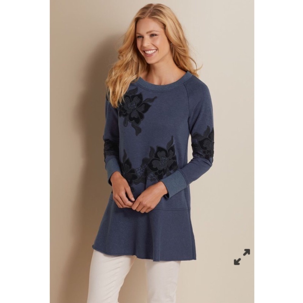 ❤️soft Surroundings Evie Tunic With Velvet Appliqué. Size Small Petite P4/…